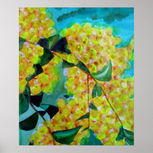 Gult wattle native australienska blomkonst poster