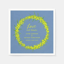 Gult Wattle vår blommor art bröllop napkins Pappersservett