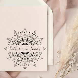 Gult Wealth & Krona Mandala Returadress Självfärgande Stämpel
