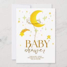Gult White Baby Shower Inbjudningar