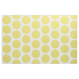 Gult White Big Polka dots Fabric Tyg