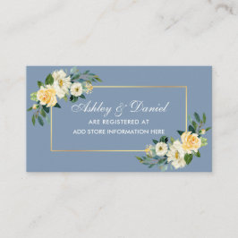 Gult White Blommigt Dusty Blue Bröllop Registry Tilläggskort