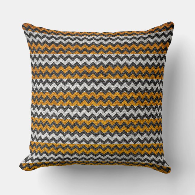Gult White Chevron Rand Mönster Kudde (Framsida)