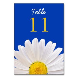 Gult White Cobalt Shasta Daisy Flower Bröllop Bordsnummer