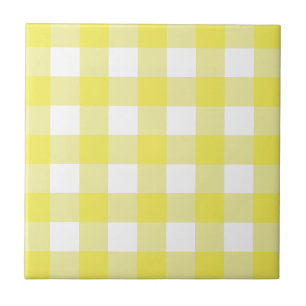 Gult & White Cottagecore Gingham Check Play Kakelplatta