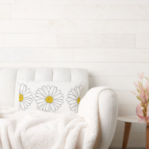 Gult White Daisy Mönster Lumbarkudde
