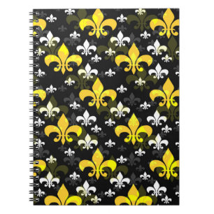 Gult White Fleur De Lis Anteckningsbok
