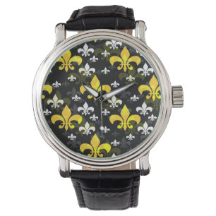Gult White Fleur De Lis Armbandsur