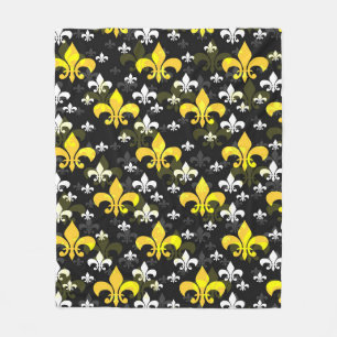 Gult White Fleur De Lis Fleecefilt