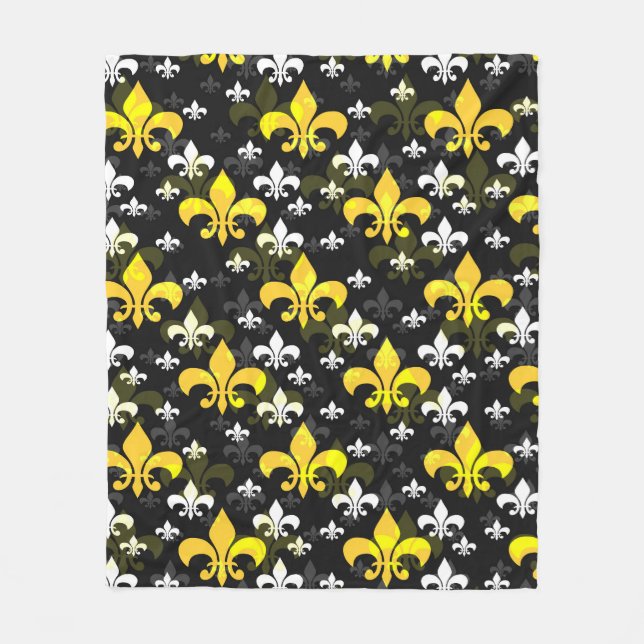 Gult White Fleur De Lis Fleecefilt (Framsidan)