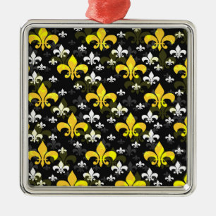 Gult White Fleur De Lis Julgransprydnad Metall
