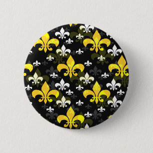 Gult White Fleur De Lis Knapp