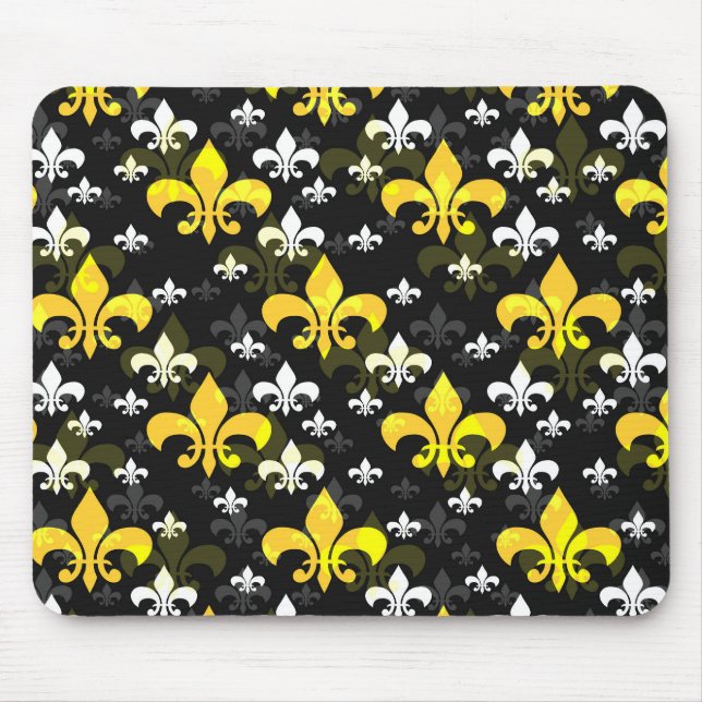 Gult White Fleur De Lis Musmatta (Framsidan)