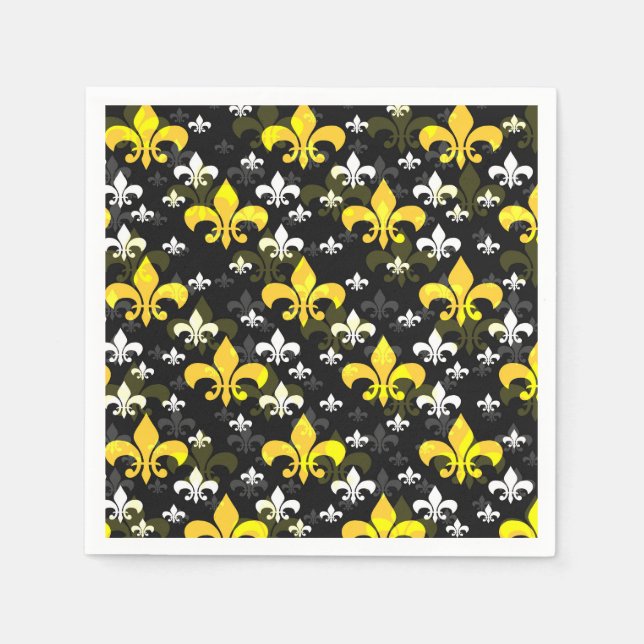 Gult White Fleur De Lis Pappersservett (Framsidan)