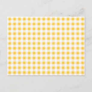 Gult White Gingham Mönster Vykort