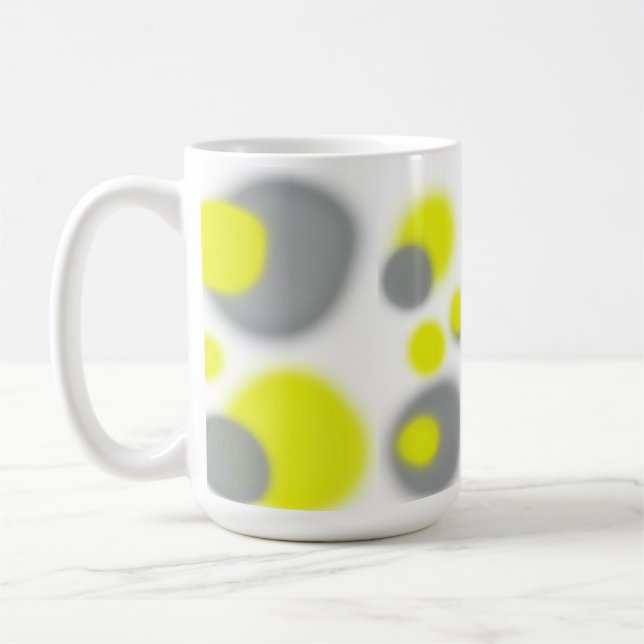 Gult White Grått Abstrakt Art Kaffemugg (Vänster)