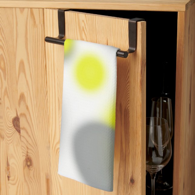 Gult White Grått Abstrakt Art  Kökshandduk (Thirds Fold)