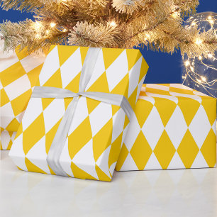 Gult White Harlequin Diamonds Checkerss Design Presentpapper