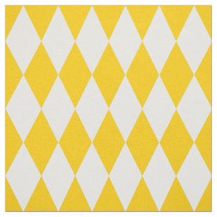 Gult White Harlequin Diamonds Checkerss Design Tyg