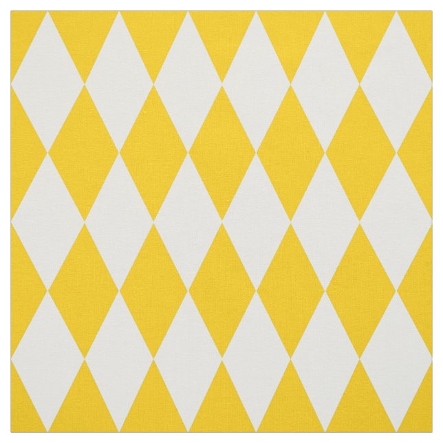 Gult White Harlequin Diamonds Checkerss Design Tyg (Provkarta)