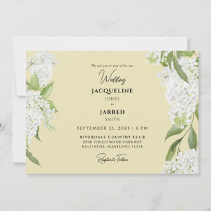 Gult White Hydrangeas Bröllop Inbjudningar
