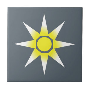 Gult White Magic Sol Lycklig Kakelplatta