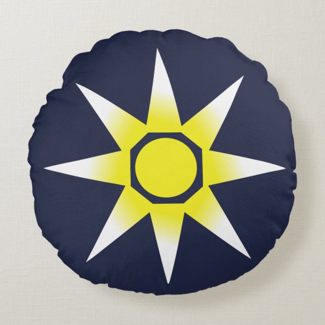 Gult White Magic Sol Product Rund Kudde (Framsidan)