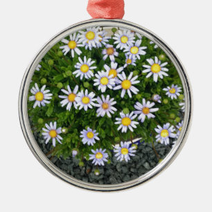 Gult White Margarita Flowers med Grått Småstens Julgransprydnad Metall