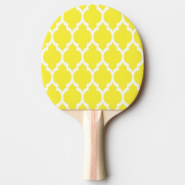 Gult White Moroccan Quatrefoil Mönster #4 Pingisracket (Framsidan)