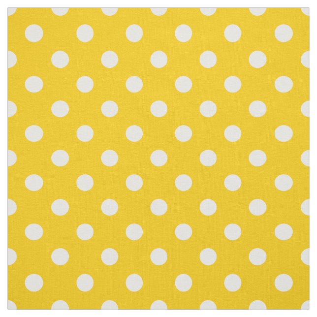 Gult White Polka dots Textile Tyg (Provkarta)