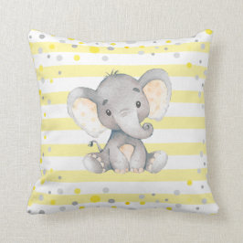 Gult White Rand Elephant Baby Shower Nursery Kudde