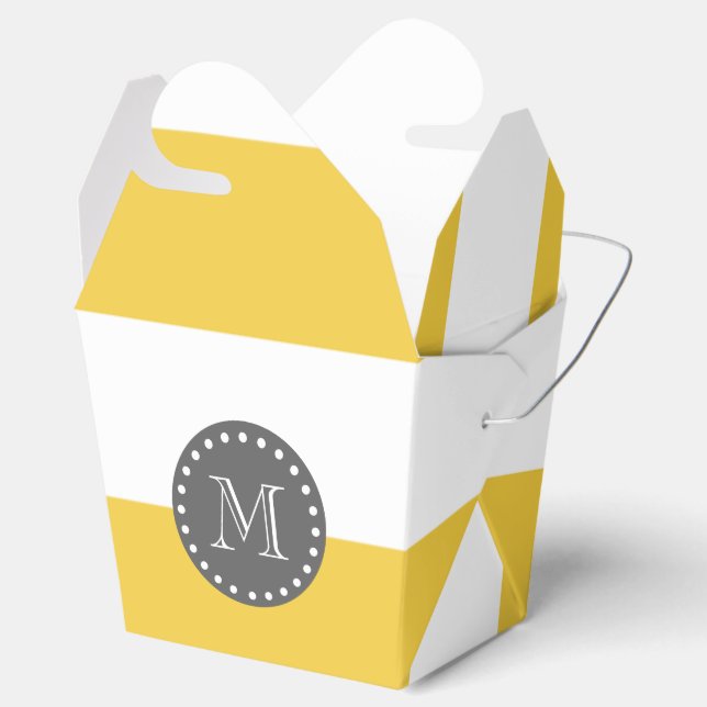 Gult White Rand Mönster, kolmonogram Presentaskar (Öppnad)