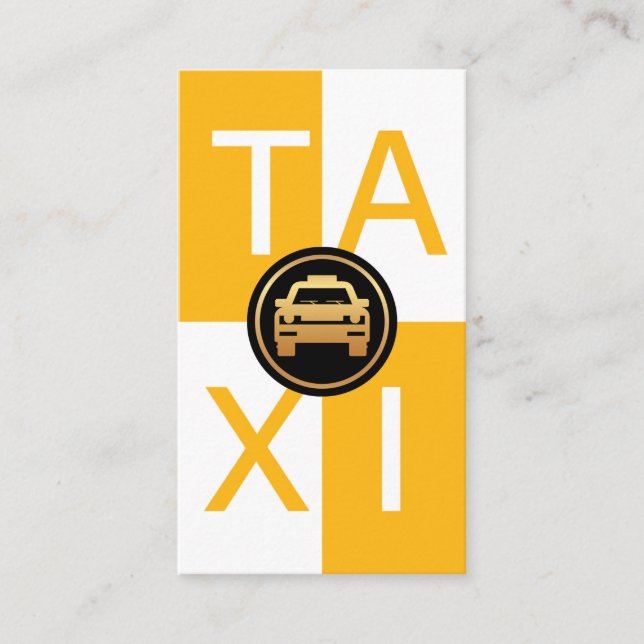 Gult White Taxi Checkbox-körning Visitkort (Framsida)