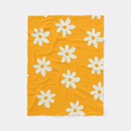 Gult White Tropical Blommigt Botanical Summer Fleecefilt