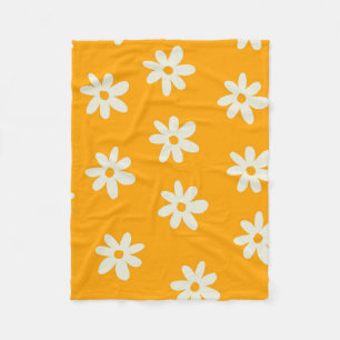 Gult White Tropical Blommigt Botanical Summer Fleecefilt