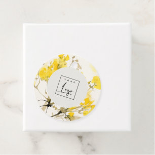 Gult WildblomBoho Blommigt Business Logotyp Gåvor Etiketter