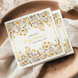 Gult WildblomBoho Watercolor Baby Shower Pappersservett