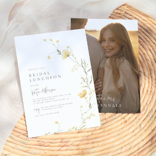 Gult WildblomElegant Boho Möhippa Photo Inbjudningar