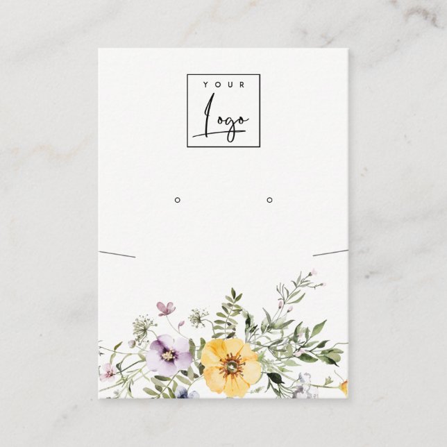 Gult Wildblomlilac Earring Logotyp Visning Visitkort (Framsida)