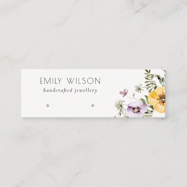 Gult WildblomLilac Stud Earring Visning Mini Visitkort (Framsida)