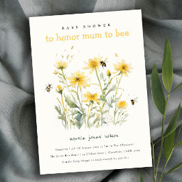 Gult Wildblomma Morsa to Bee Neutralt Baby Shower Inbjudningar