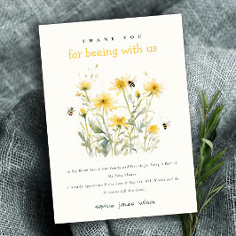Gult Wildblomma Morsa to Bee Neutralt Baby Shower Tack Kort