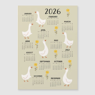 Gult Wildblomma och Goose 2026 Calendar - Beige