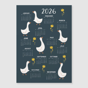 Gult Wildblomma och Goose 2026 Calendar - Navy