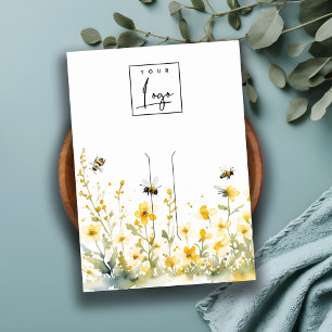 Gult Wildblomme Humla Logotyp Hairclip Visning Visitkort