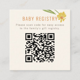Gult Wildblommes Baby register Tilläggskort