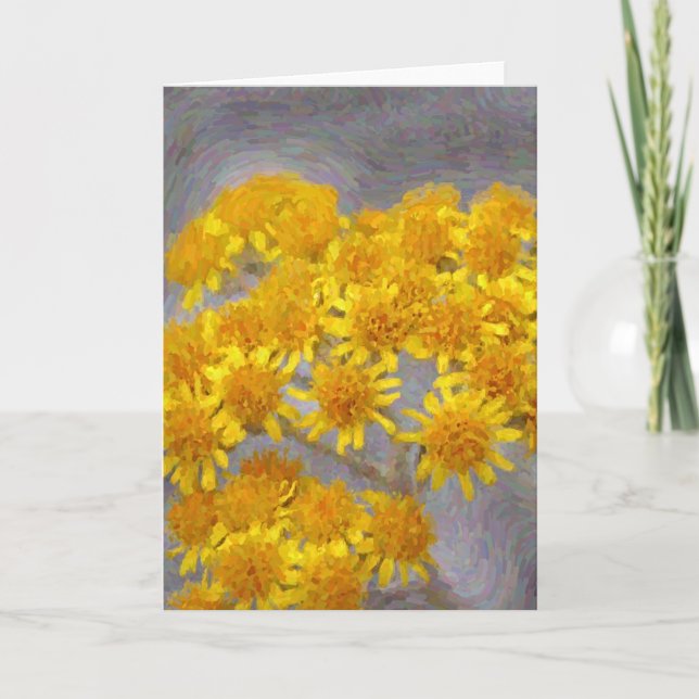 Gult Wildblommor Artsy Note Card Kort (Framsida)