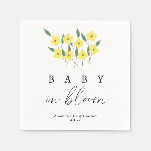 Gult Wildblommor - Baby i blomning Pappersservett (Framsidan)