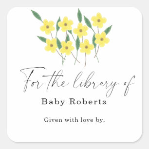Gult Wildblommor - bibliotek Fyrkantigt Klistermärke