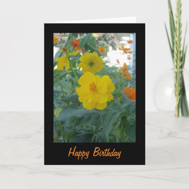 Gult Wildblommor Grattis på födelsedagen Card Kort (Framsida)